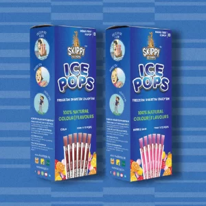 Bubble Gum, Cola Combo Flavor Skippi Natural Ice Popsicle, Set Of 2 flavors of 12 Pack Ice Pops
