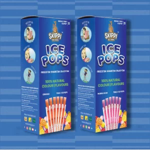 Bubble Gum, Orange Combo Flavor Skippi Natural Ice Pop, Set Of 2 flavors of 12 Pack Ice Pops