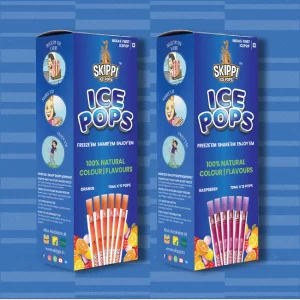 Orange, Raspberry Combo Flavor Skippi Natural Ice Popsicle, Set Of 2 flavors of 12 Pack Ice Pops