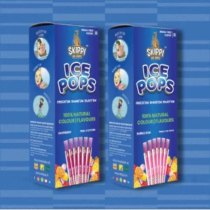 Bubble Gum, Raspberry Combo Flavor Skippi Natural Ice Pop, Set Of 2 flavors of 12 Pack Ice Pops