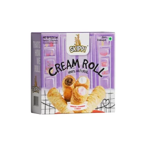 Skippi Cream Rolls,delightful assorted box of 6 rolls(180gm) 2 Vanilla,2 Chocolate & 2 Strawberry Flavor, Pack of 1